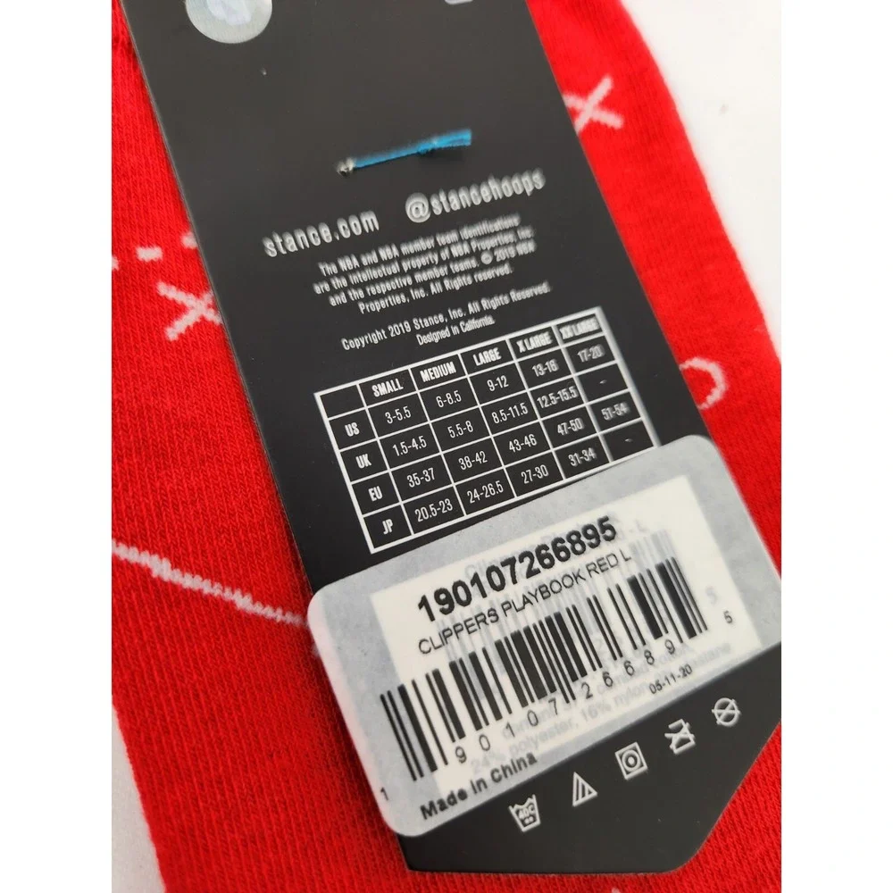 Stance LA Clippers Playbook Crew Socks Basketball‎ NBA Large Men's 9-12 Red